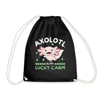 Axolotl is my lucky carm Kleeblatt St Patricks Day - Drawstring Bag - black - Front