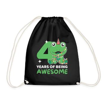 Frog for 4th birthday Children four years old - Drawstring Bag - black - Front
