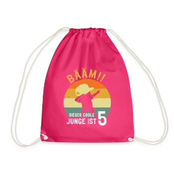 Dabbing birthday shirt 5 years - Drawstring Bag - fuchsia - Front