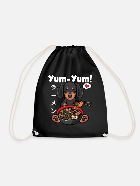 Yum Yum Japan Anime Ramen Nudel Dackel - Turnbeutel - Schwarz