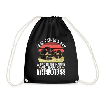 Erster Vatertag Papa Erstes Mal Papa Geschenk - Turnbeutel - Schwarz - Vorne