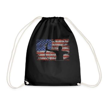 Archery Retro USA Flag 4th of July - Drawstring Bag - black - Front