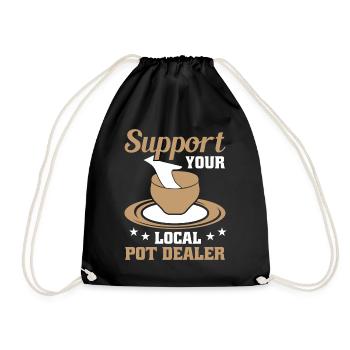 Support your Local Potdealer - Drawstring Bag - black - Front