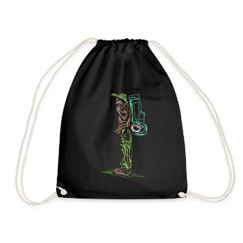 Line Design Lineart Backpacker On Camping - Sac de sport léger - noir - Devant