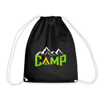 Logo Camp In Tent In The Mountains On Camping - Turnbeutel - Schwarz - Vorne