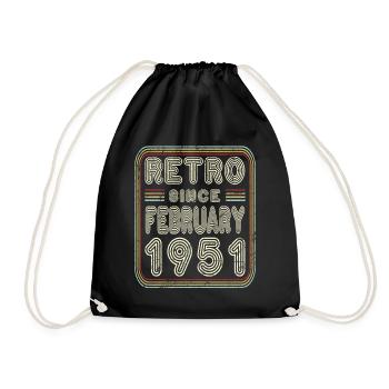 Birthday February 1951 Retro Gift - Drawstring Bag - black - Front