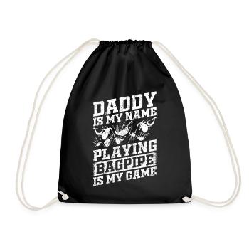 Papa est mon nom Jouer à la cornemuse est mon jeu - Papa - Sac de sport léger - noir - Devant