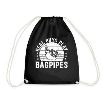 Real Guys Play Bagpipes - Bagpipe Player Bagpiper - Drawstring Bag - black - Front