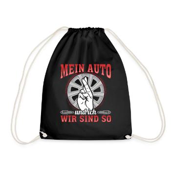 Mein Auto und ich , wir sind SO - PS Liebhaber - Turnbeutel - Schwarz - Vorne