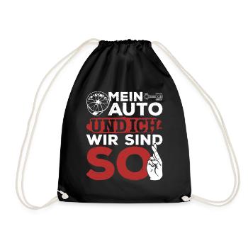 Mein Auto und ich , wir sind SO - PS Liebhaber - Turnbeutel - Schwarz - Vorne