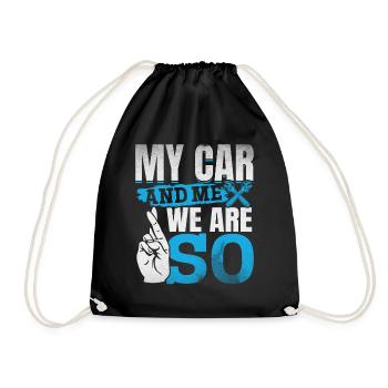 Mein Auto und ich , wir sind SO - PS Liebhaber - Turnbeutel - Schwarz - Vorne