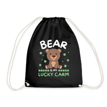 Bear is my lucky carm Clover St Patrick's Day - Drawstring Bag - black - Front