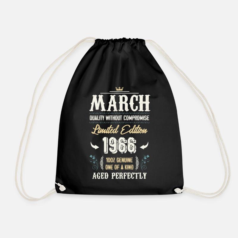 März 1966 Vintage Geburtstag Geschenk - Turnbeutel - Schwarz