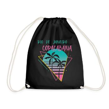 Copacabana-Palme Rio-Ferien-Strand-Ozean-Surfen - Turnbeutel - Schwarz - Vorne