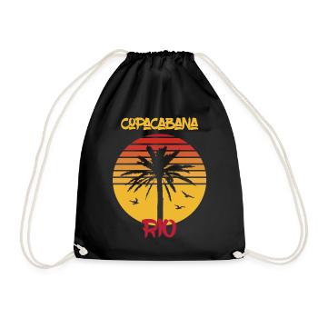 Rio Surfing Copacabana Palm Holiday Beach Ocean - Drawstring Bag - black - Front