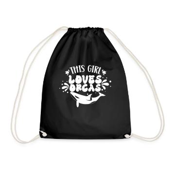 This girl loves the orcas orca shooter whale - Drawstring Bag - black - Front