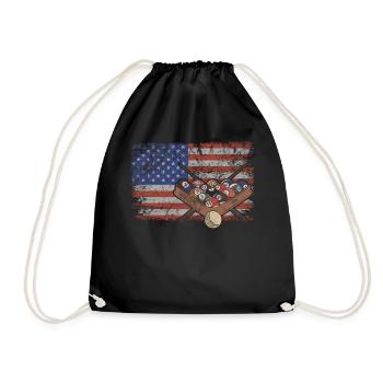 Billard Retro USA Flagge Billardkugel 4th of July - Turnbeutel - Schwarz - Vorne