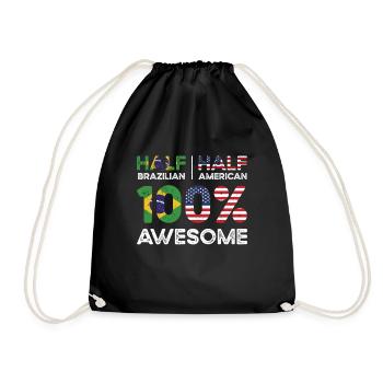 Born Brazilian Brazil American USA Citizenship - Drawstring Bag - black - Front