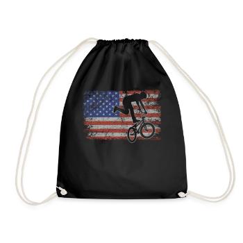 BMX Retro USA Flagge Fahrrad 4th of July BMX - Turnbeutel - Schwarz - Vorne
