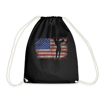 Bodybuilding Retro USA Flagge 4th of July - Turnbeutel - Schwarz - Vorne