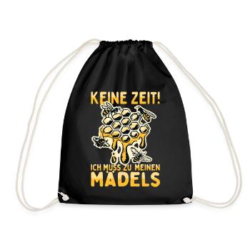 Bienen Keine Zeit Ich Muss Zu Meinen Mädels Imker - Turnbeutel - Schwarz - Vorne