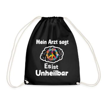 Hippie Geschenk Acidhead Flowerpower Hippi Hippy - Turnbeutel - Schwarz - Vorne