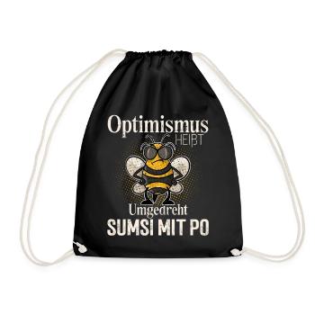 Optimismus Heißt Umgedreht Sumsi Mit Po - Turnbeutel - Schwarz - Vorne