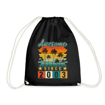 2003 Born Birthday Year of birth vintage - Drawstring Bag - black - Front
