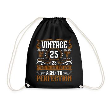 25th Birthday Vintage Retro - Drawstring Bag - black - Front