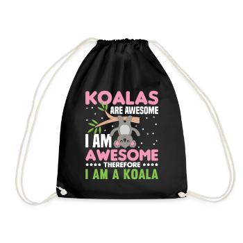 Koalas are awesome i'm awesome therefore - Drawstring Bag - black - Front