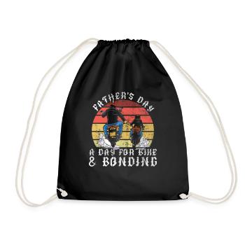 Motorbike Rider Biker Papa Funny Father's Day - Drawstring Bag - black - Front