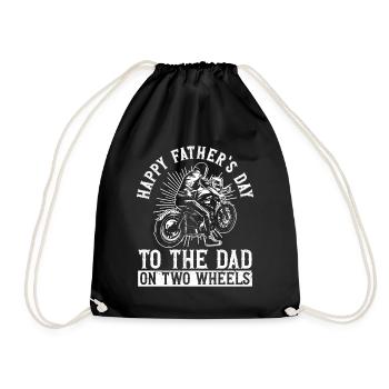 Motorbike Rider Biker Papa Funny Father's Day - Drawstring Bag - black - Front