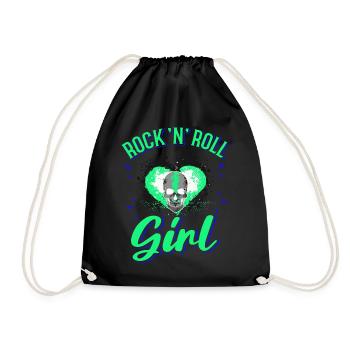 Rock 'n' Roll Girl Music, Dancing, Concert, - Drawstring Bag - black - Front