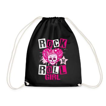Rock 'n' Roll Girl Music, Dancing, Concert, - Drawstring Bag - black - Front