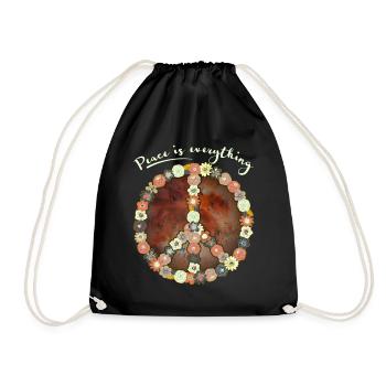 Symbole de paix, signe de paix, fleurs de signe de paix - Sac de sport léger - noir - Devant
