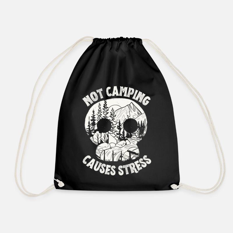 Camping, Camping slogan avec crâne, crâne - Sac de sport léger - noir
