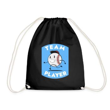 Baseball Team Player Retro Cartoon Logo - Turnbeutel - Schwarz - Vorne