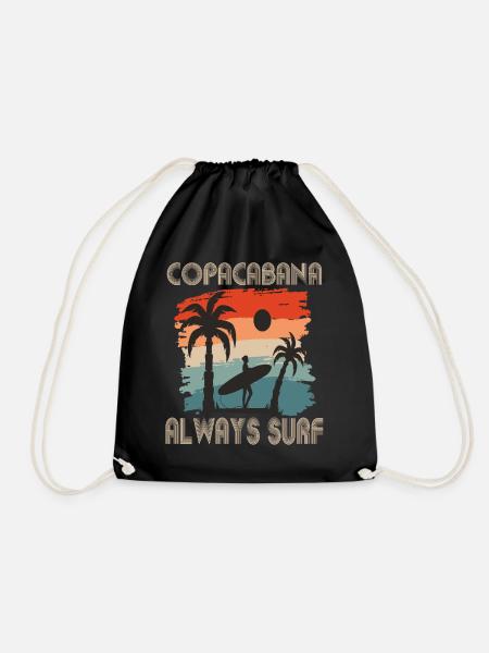 Copacabana Surfing Rio Holiday Sea Beach Sun - Drawstring Bag - black