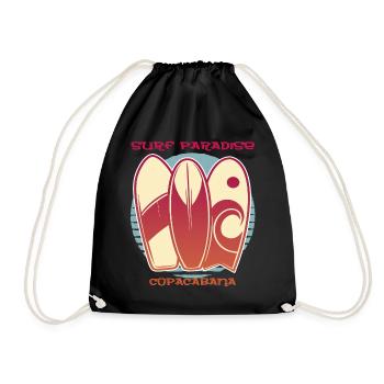 Rio Copacabana Surf Paradise Holiday Sea Beach Sun - Drawstring Bag - black - Front
