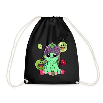 Mythical Creature Unicorn Exotic Fruit Fruits Vitamins - Drawstring Bag - black - Front