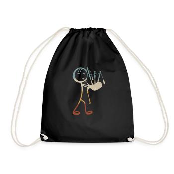 Bagpipe Player Stick Figure Bagpiper Bagpipe Instr - Turnbeutel - Schwarz - Vorne