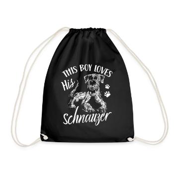 This boy loves his Schnauzer Schnauzers - Drawstring Bag - black - Front