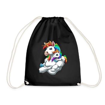 Einhorn Vater und Kind für einen Einhorn - Turnbeutel - Schwarz - Vorne