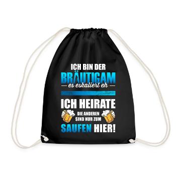 Bräutigam T-Shirt Junggesellenabschied Männer JGA - Turnbeutel - Schwarz - Vorne