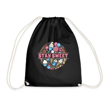 Ice Cream Stay Sweet Frozen Fruit Ice Cream Lover - Drawstring Bag - black - Front
