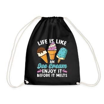 Ice Cream Life Is Like An Ice Cream Frozen Fruit - Drawstring Bag - black - Front