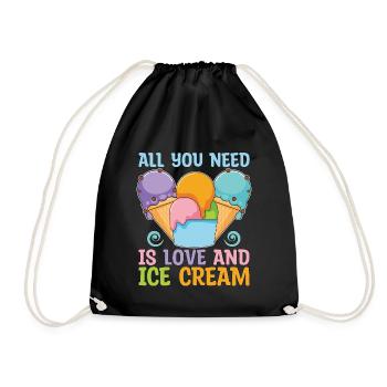 Ice Cream All You Need Is Love Frozen Sweet Ice - Drawstring Bag - black - Front
