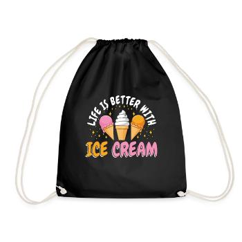 Ice Cream Life Is Better With Sweets Frozen Fruit - Drawstring Bag - black - Front