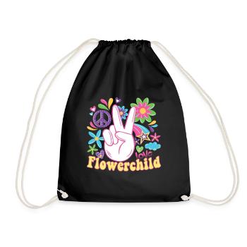 Hippie Peace Groovy Flowerpower Boho Woodstock - Sac de sport léger - noir - Devant