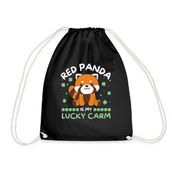 Red Panda is my lucky carm Clover St Patricks - Drawstring Bag - black - Front